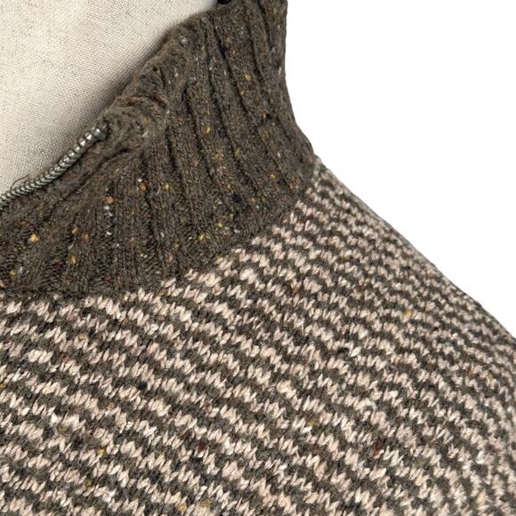 Vintage Gap 1/4 Zip Sweater Men's Large Brown Wool Blend Knit Confetti Y2K 2007 - Picture 4 of 10
